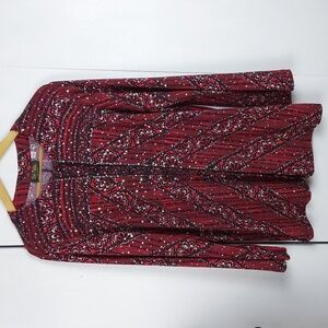 Bob Mackie Burgundy Red Artsy Full Sequins Sparkle Buttondown FANCY Top Sz.L